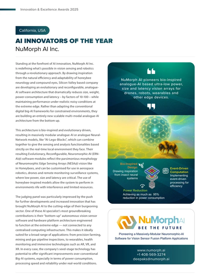 CLW UK Innovation & Excellence Awards 2025 — AI Innovators of the Year, NuMorph AI Inc.
